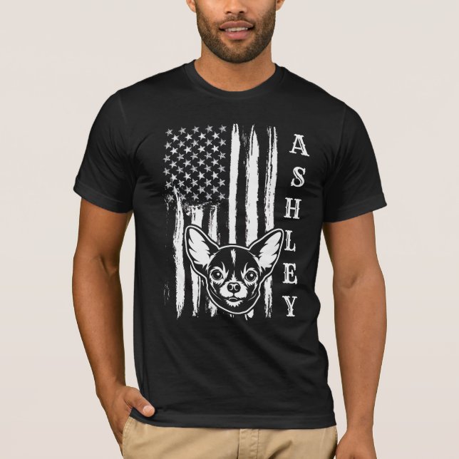 Camiseta Patriota dos EUA Chihuahua Cão dos EUA Pet (Frente)