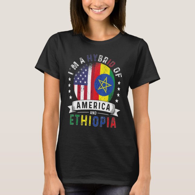 Camiseta Patriota dos EUA Etiópia Bandeira Americana Cresce (Frente)