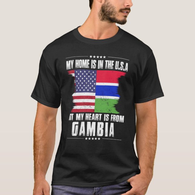 Camiseta Patriota Gambiano Americano Cresceu Orgulhento no  (Frente)