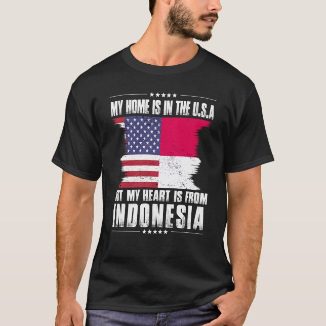 Camiseta Patriota indonésio-americano cresceu orgulhosament (Frente)