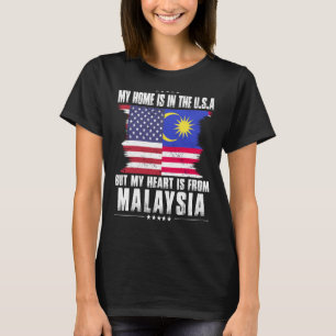 Camiseta Patriota Malaio Americano Cresceu Orgulhento em Ca