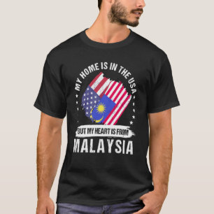 Camiseta Patriota malaio americano crescido orgulhoso Meu c