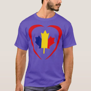 Camiseta Patriota Multinacional Romeno Canadense Flag Heart