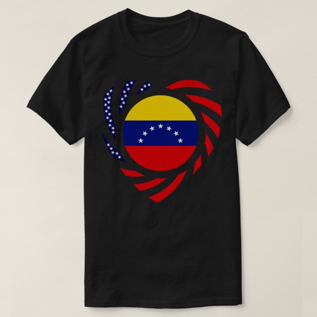 Camiseta Patriota Multinacional Venezuelano Americano Flag  (Frente do Design)