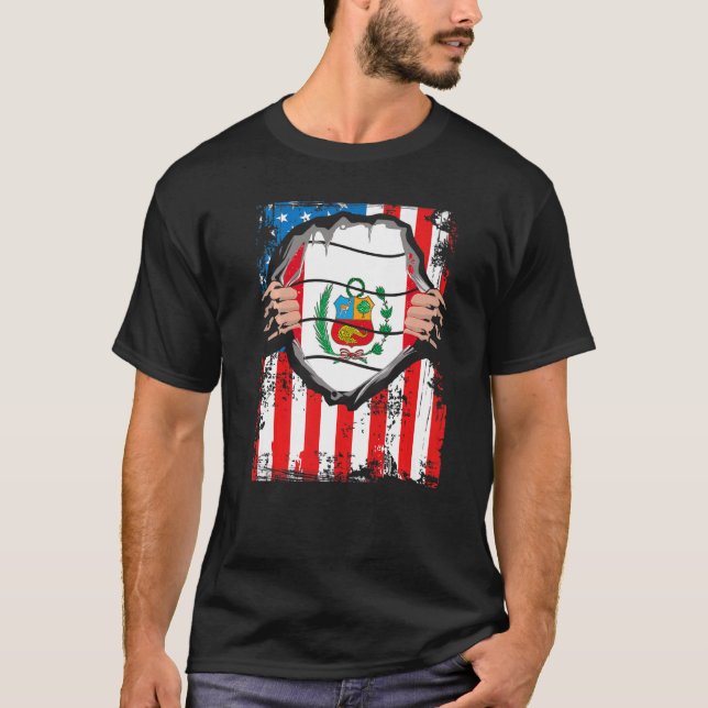Camiseta Patriota Peruano Americano Crescente Bandeira do P (Frente)