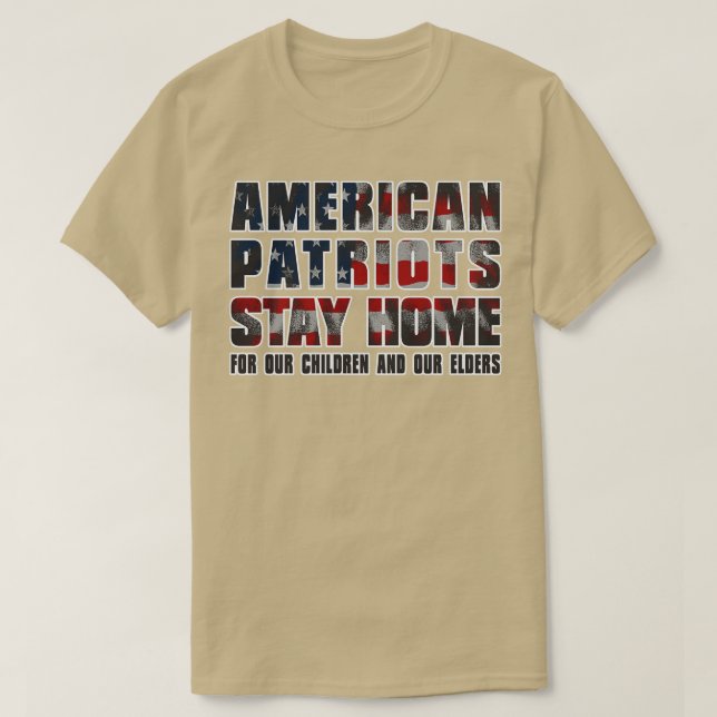 CAMISETA PATRIOTAS AMERICANOS FICAM EM CASA (Frente do Design)