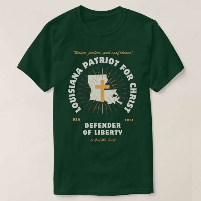 Camiseta Patriotas da Louisiana para Defensores Cristos da  (Frente do Design)