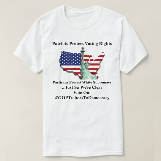 Camiseta Patriotas protegem os direitos de voto (Frente do Design)