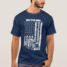 Camiseta Patriotic 4th of July Tractor Trailer & US Flag