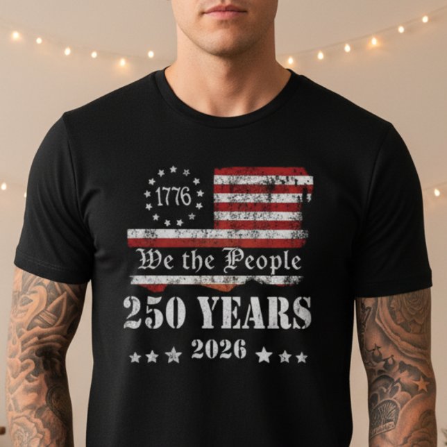 Camiseta Patriotic America 250th  Vintage Flag Distressed  (Patriotic America 250th Vintage Flag Distressed T-Shirt)