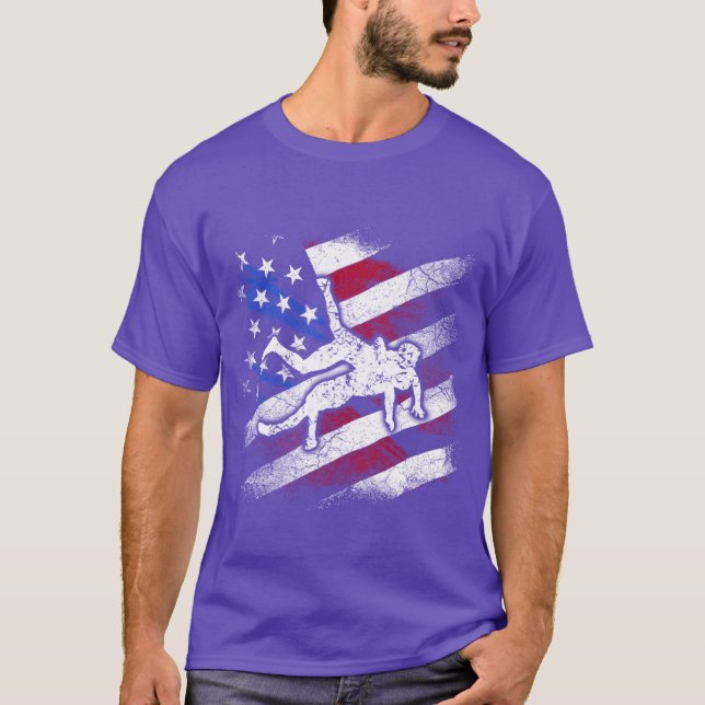 Camiseta Patriotic American Flag Combat Sports Wrestler fun (Frente)
