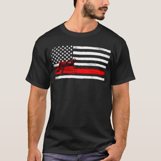 Camiseta Patriotic American Flag Logger Men Womens Kids Log (Frente)
