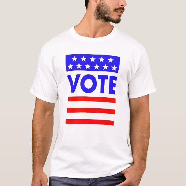 Camiseta Patriotic American Flag Red White and Blue Voter (Frente)