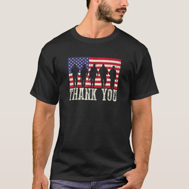 Camiseta Patriotic American Flag Thank You (Frente)