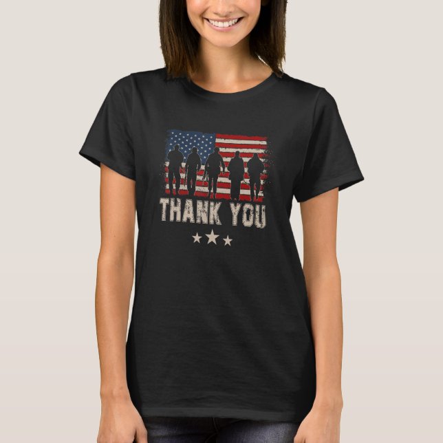 Camiseta Patriotic American Flag Thank You For Men Women Ki (Frente)