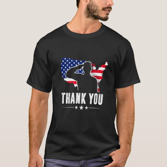 Camiseta Patriotic American Flag Thank You For Your Service (Frente)