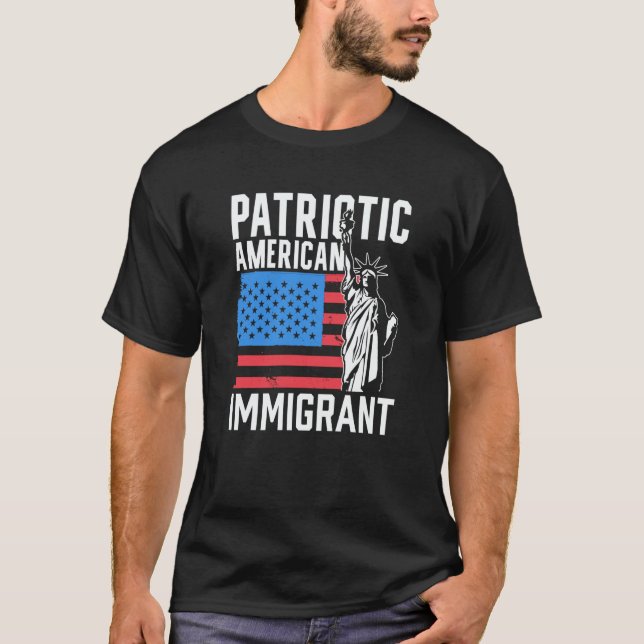 Camiseta Patriotic American Immigrant Usa America Us Patrio (Frente)