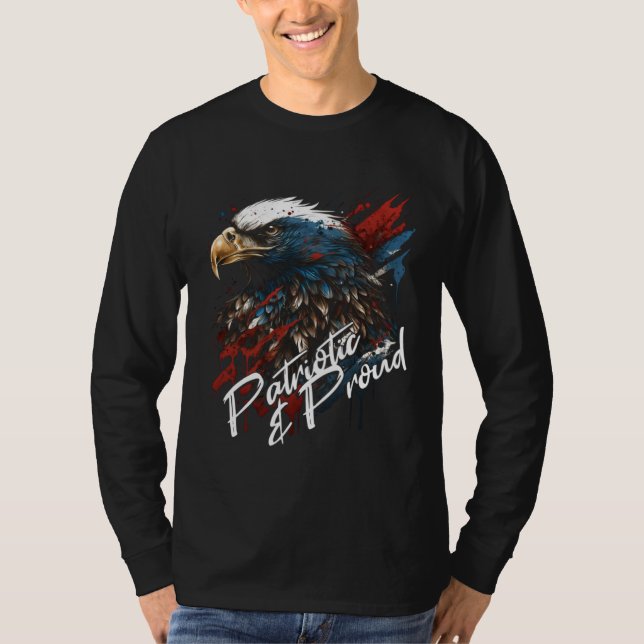 Camiseta Patriotic and Proud Bald Eagle 4th of July (Frente)