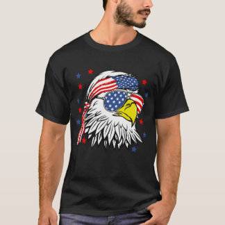 Camiseta Patriotic Bald Eagle Mullet EUA Flag Americano