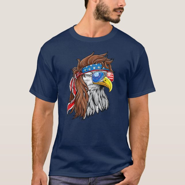Camiseta Patriotic Bald Eagle Mullet USA American Flag 4th (Frente)