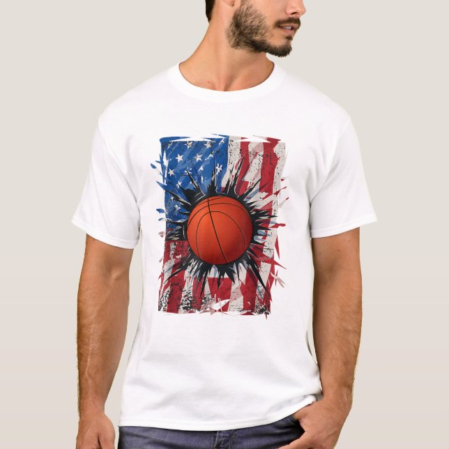 Camiseta Patriotic Basketball 4th Of July (Frente)