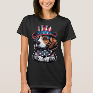Camiseta Patriotic Beagle Vestindo bandeira americana Patri