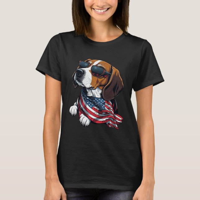 Camiseta Patriotic Beagle Wearing An American Flag Patrioti (Frente)