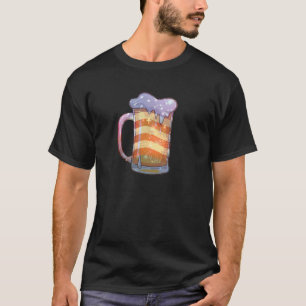 Camiseta Patriotic Beer Mug American Flag 4 de julho, quart