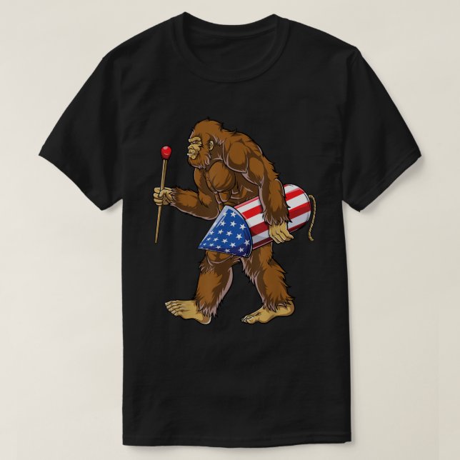 Camiseta Patriotic Bigfoot Firework Design (Frente do Design)