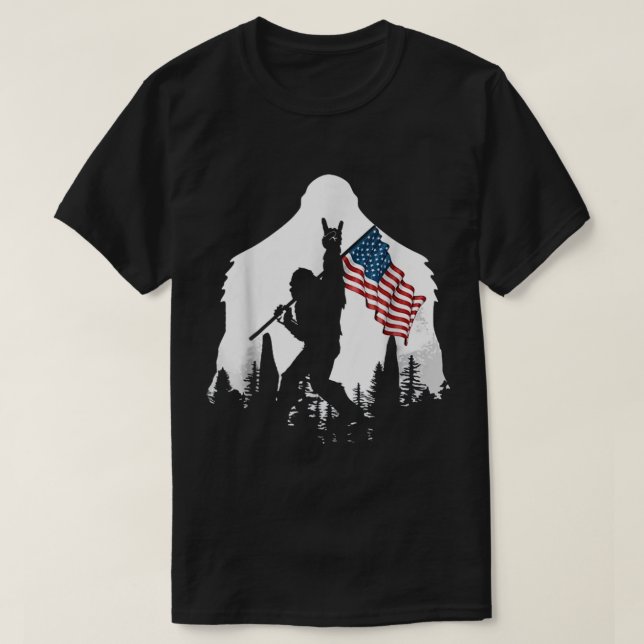 Camiseta Patriotic Bigfoot Silhouette Art (Frente do Design)