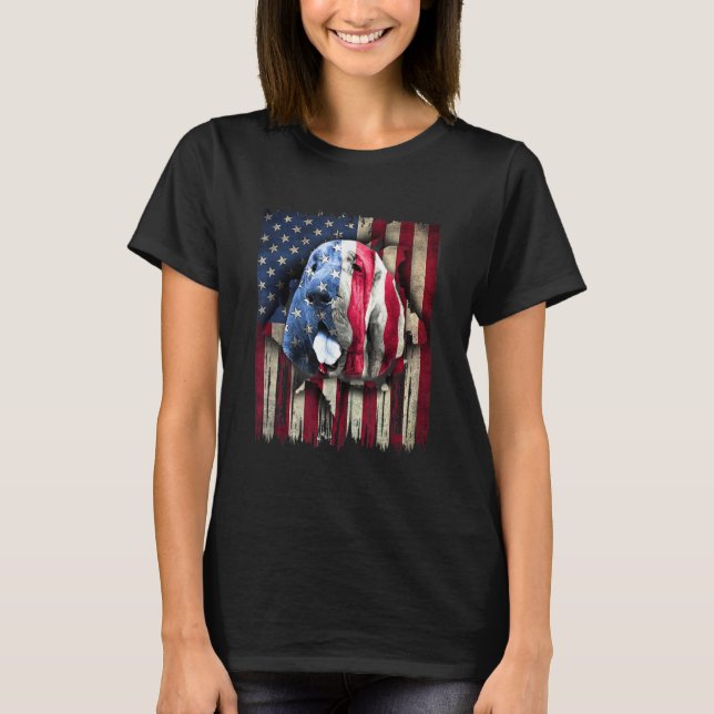 Camiseta Patriotic Bloodhound American Flag USA Dog (Frente)