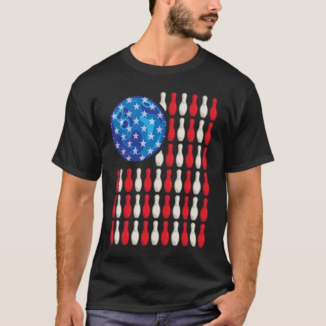 Camiseta Patriotic Bowling Bowlers Players  Enthusiast Fan  (Frente)