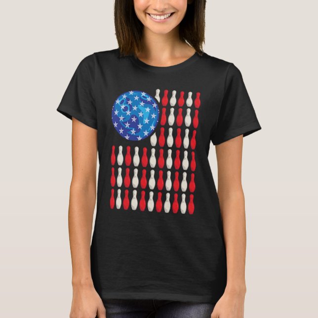 Camiseta Patriotic Bowling Bowlers Players  Enthusiast Fan  (Frente)