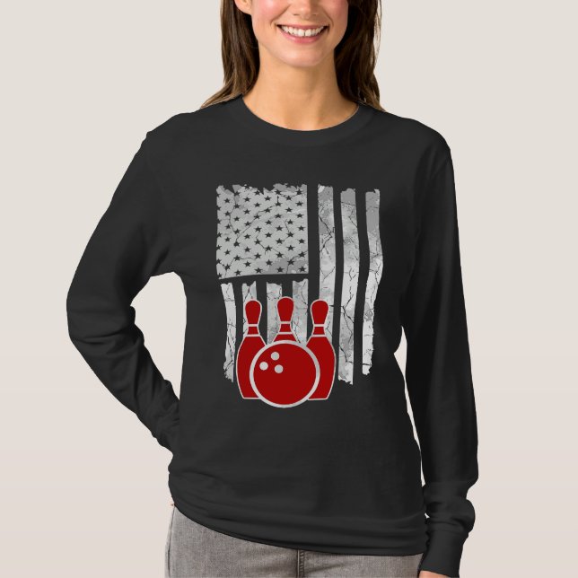 Camiseta Patriotic Bowling Player Bowler (Frente)
