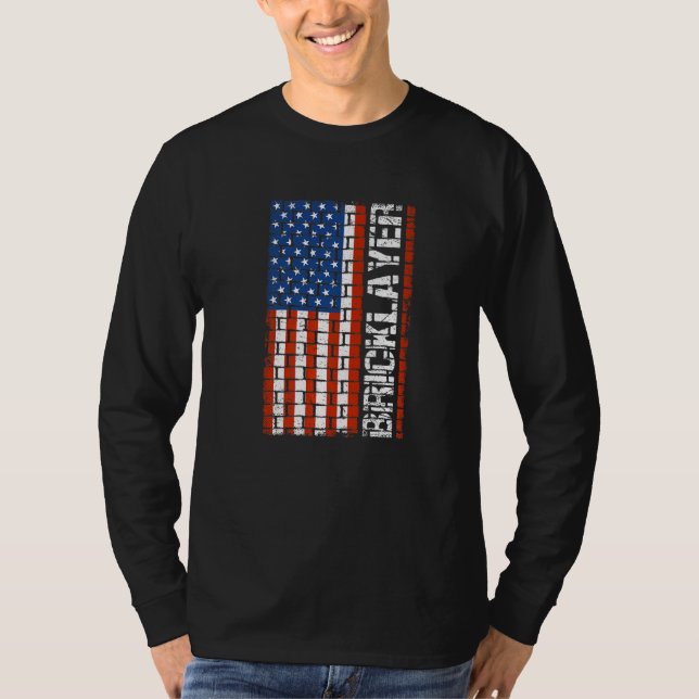 Camiseta Patriotic Bricklayer Flag USA Citizen Construction (Frente)