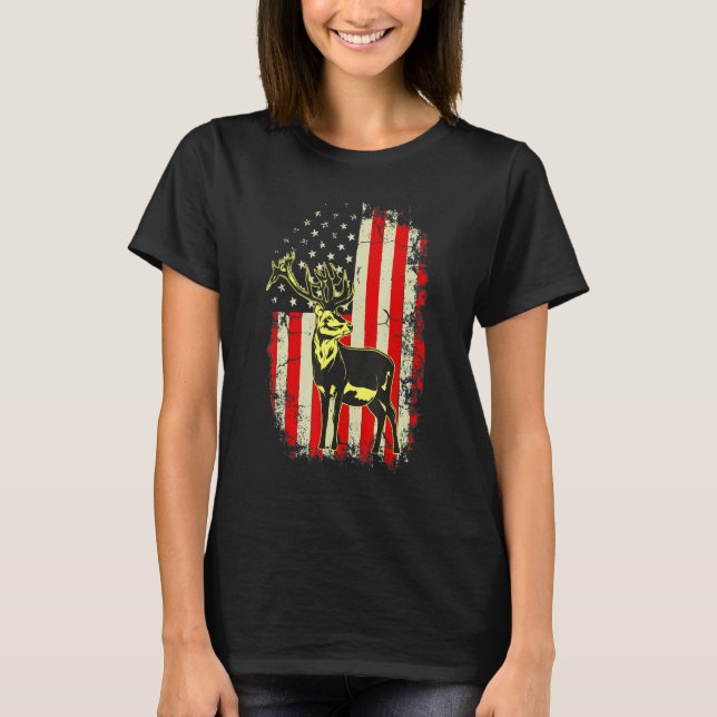 Camiseta Patriotic Camo American Flag Deer Hunter (Frente)