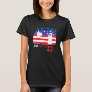 Camiseta Patriotic Camper Rv Trailer Americano Flag Veteran