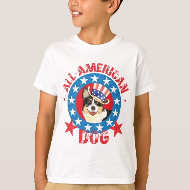 Camiseta Patriotic Cardigan Welsh Corgi T-Shirt (Frente)