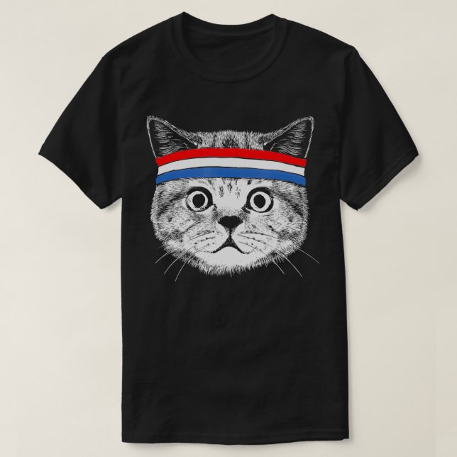Camiseta Patriotic Cat July Fourth  USA American Flag 4th o (Frente do Design)