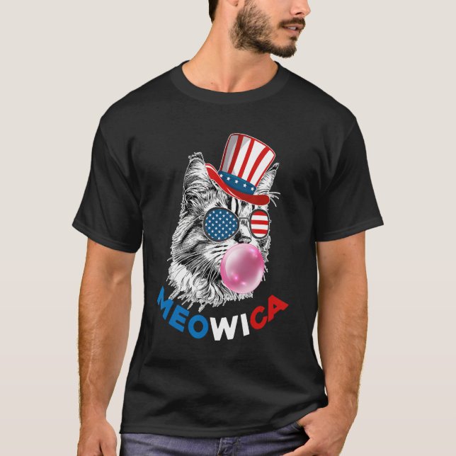 Camiseta Patriotic Cat Meowica Bubblegum 4th of July  Cat (Frente)