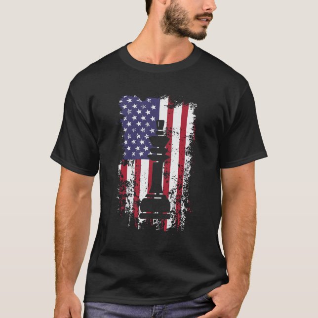 Camiseta Patriotic Chess King American Flag (Frente)