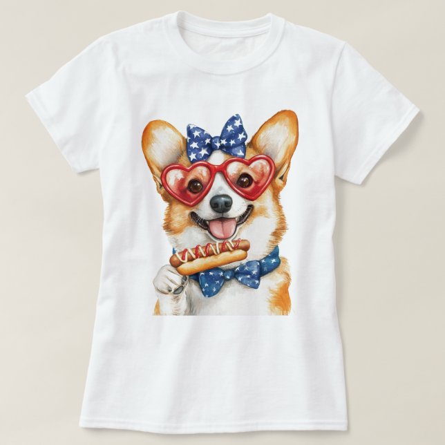 Camiseta Patriotic Corgi (Frente do Design)