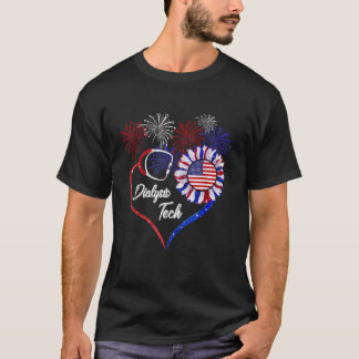 Camiseta Patriotic Dialysis Tech American Flag Sunflower Lo