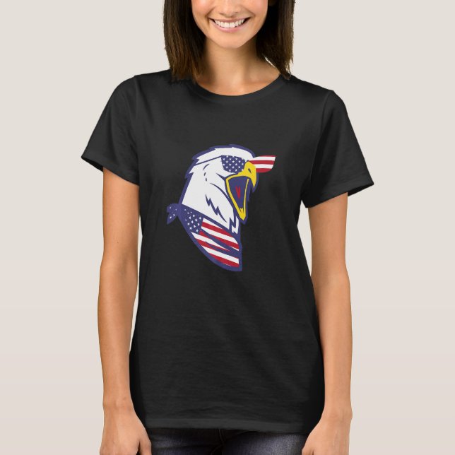 Camiseta Patriotic Eagle American Flag Usa 4th Of July Amer (Frente)