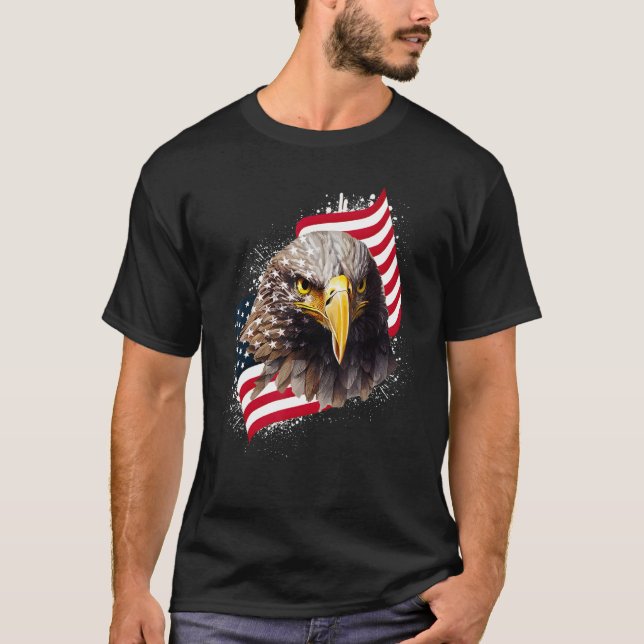 Camiseta Patriotic Eagle EUA Flag Bald Eagle EUA (Frente)