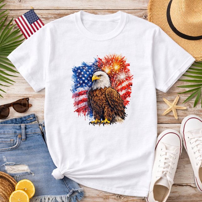 Camiseta Patriotic Eagle Fireworks  (Criador carregado)