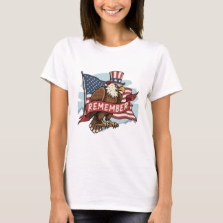 Camiseta Patriotic Eagle "Remember" American Flag Design