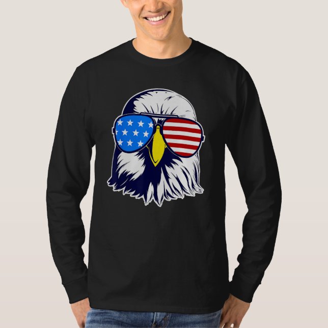 Camiseta Patriotic Eagle with Sunglasses Fourth Of July Men (Frente)