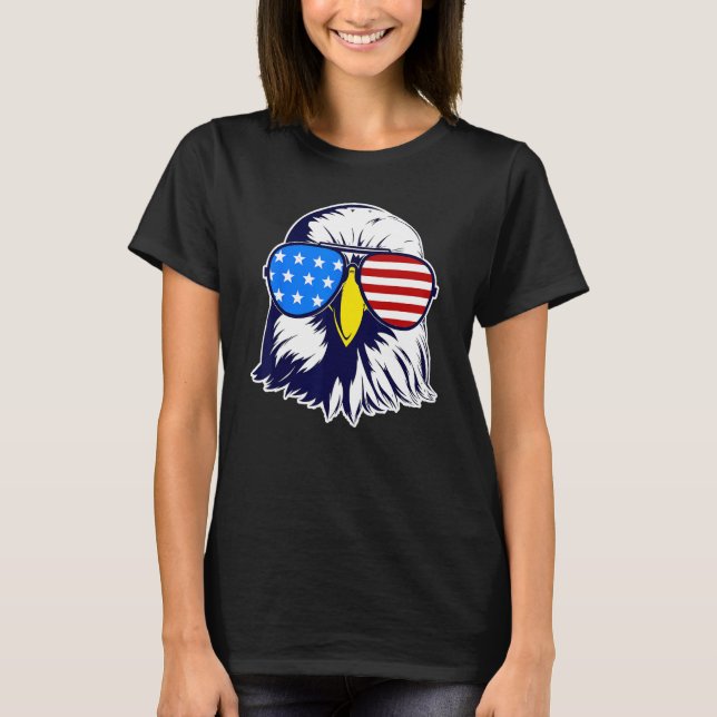 Camiseta Patriotic Eagle with Sunglasses Fourth Of July Men (Frente)