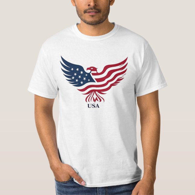 Camiseta Patriotic Eagles USA Flag American 4 de julho (Frente)